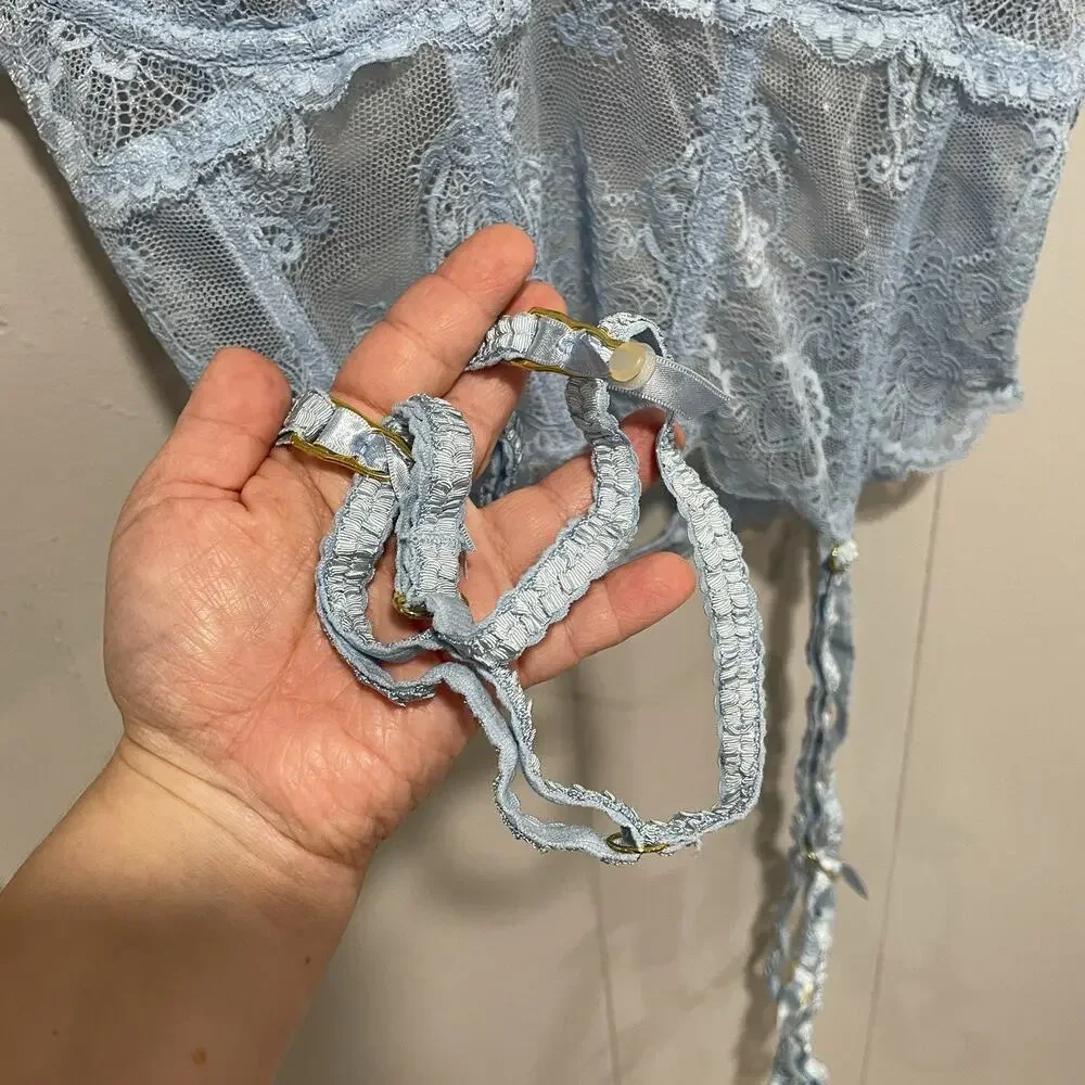 Voight by Valentina Made in Heaven Angelic Bra Bustier Garter Lingerie XL Blue